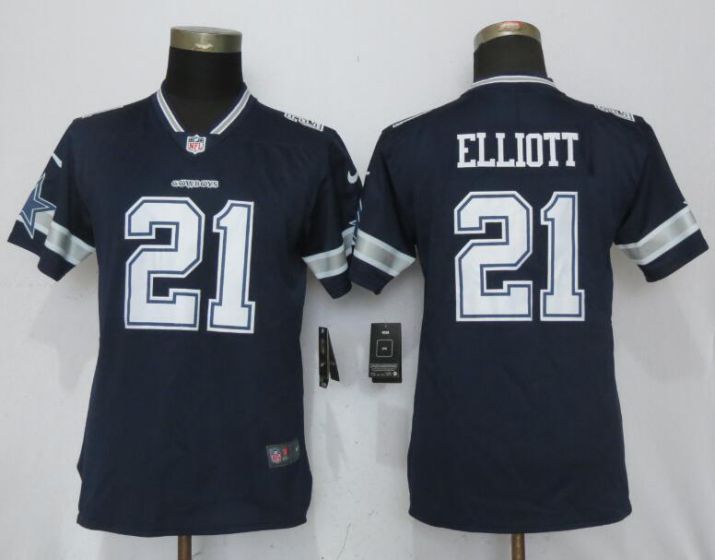 Women Dallas cowboys 21 Elliott Blue Nike Vapor Untouchable Limited NFL Jerseys